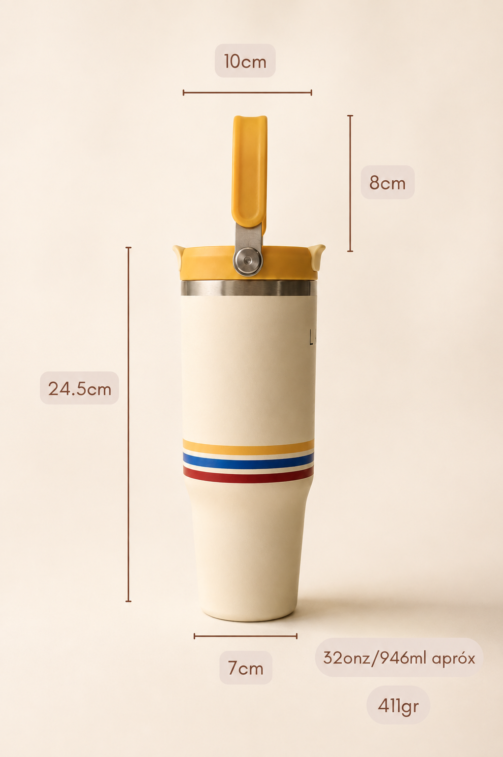 Termo Colombia 946ml — Personalizado con Tu Nombre e Ícono