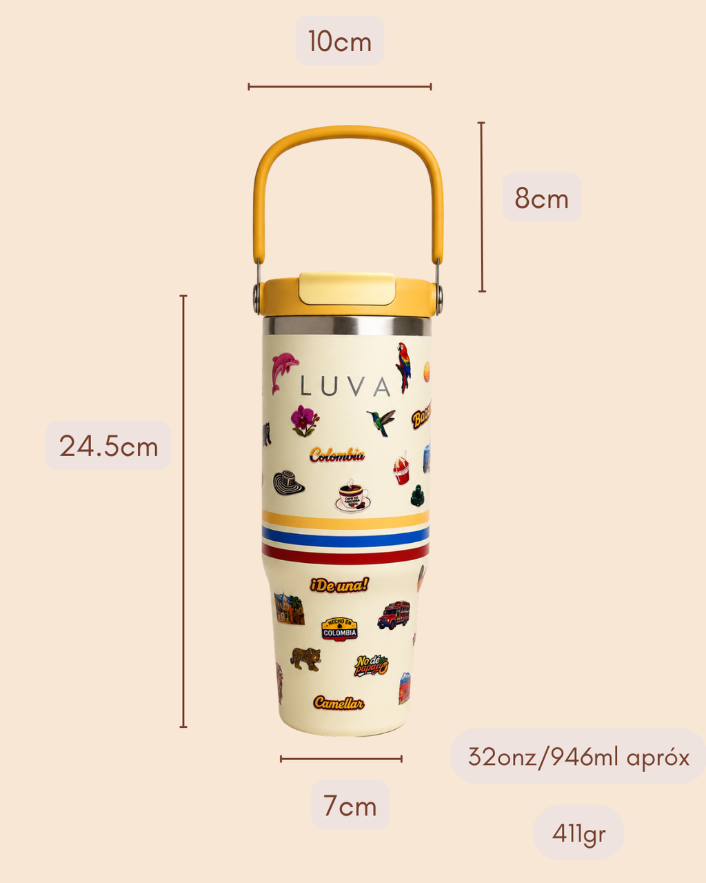 Termo Raíces 946ml — Personalizado Colombia con Nombre